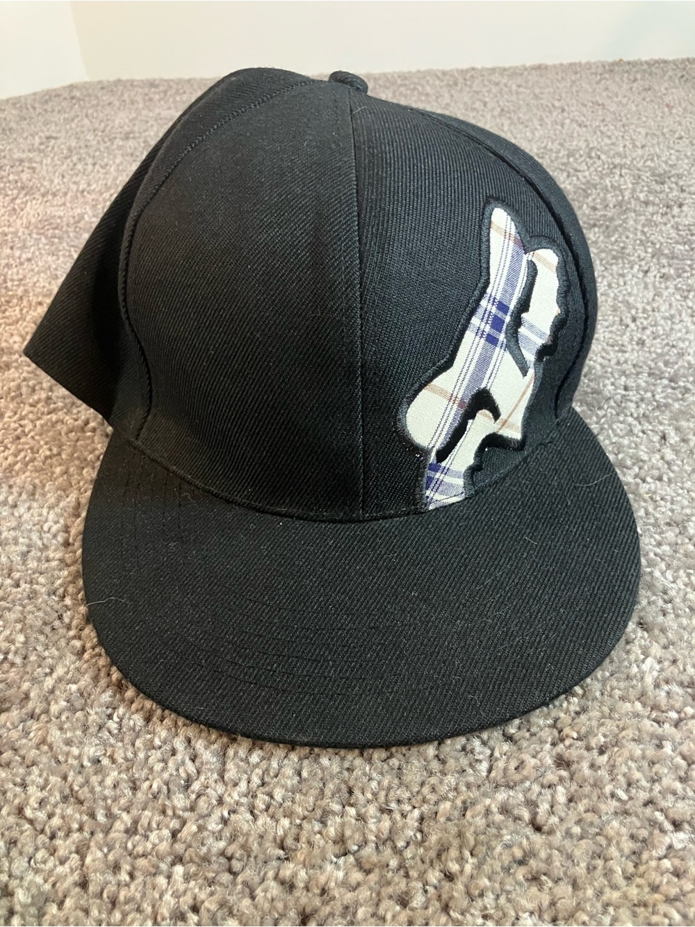 Fox Racing Black with Logo On Front Cap Hat Fitted Size 7 1/2